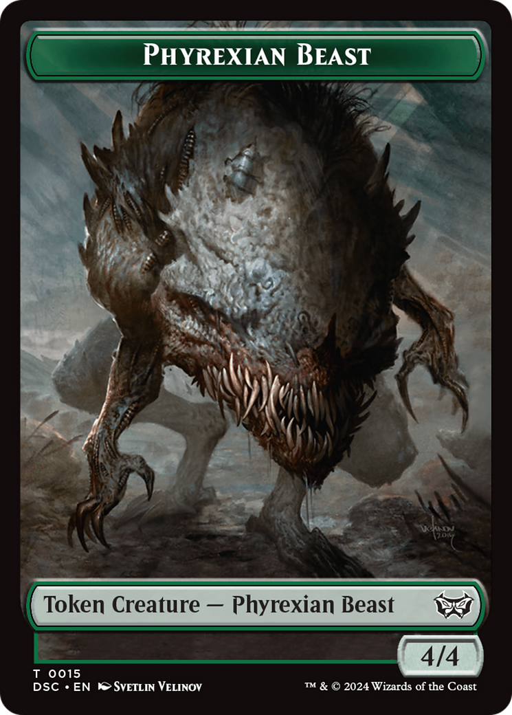 Phyrexian Beast //Manifest Double-Sided Token [Duskmourn: House of Horror Commander Tokens]