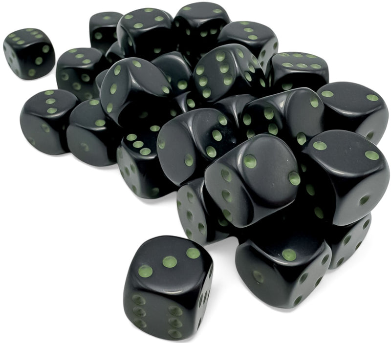 36 Opaque Black/green 12mm D6 Set - CHX25858