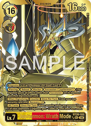 Jupitermon: Wrath Mode [BT26-103] (Rare Pull) [Timeless Bonds]