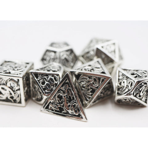 Hollow Steel Dragon Metal RPG Dice Set