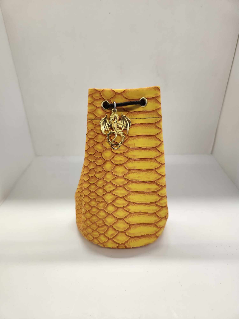 Yellow Medium Dragonhide Drawstring Dice Bag