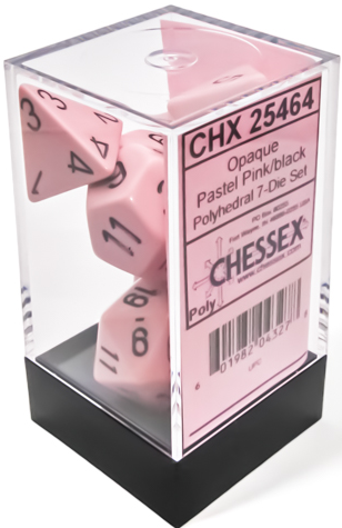 Opaque Pastel Pink/Black Polyhedral 7-Die Set CHX 25464