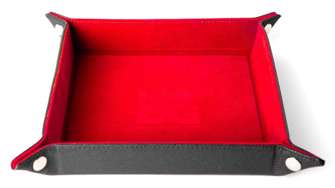 Folding Square Velvet Dice Tray - Red