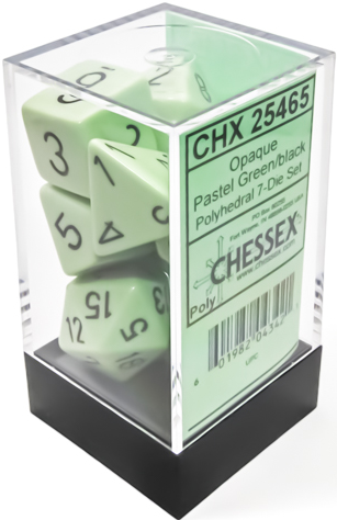 Opaque Pastel Green/Black Polyhedral 7-Die Set CHX 25465