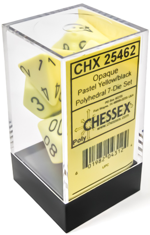 Opaque Pastel Yellow/black Polyhedral 7-Die Set CHX 25462