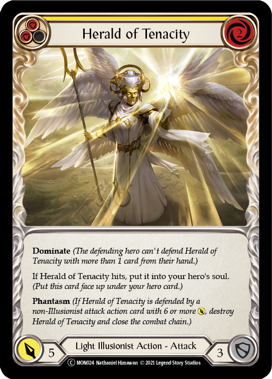 Herald of Tenacity (Yellow) (Rainbow Foil) [U-MON024-RF] Unlimited Rainbow Foil