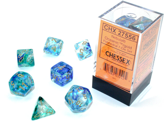 Nebula Polyhedral Oceanic/gold Luminary 7-Die Set CHX 27556