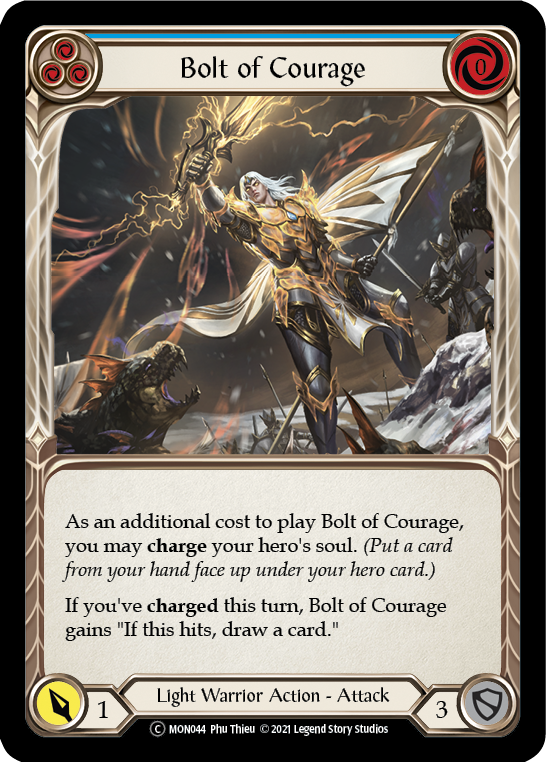 Bolt of Courage (Blue) (Rainbow Foil) [U-MON044-RF] Unlimited Rainbow Foil