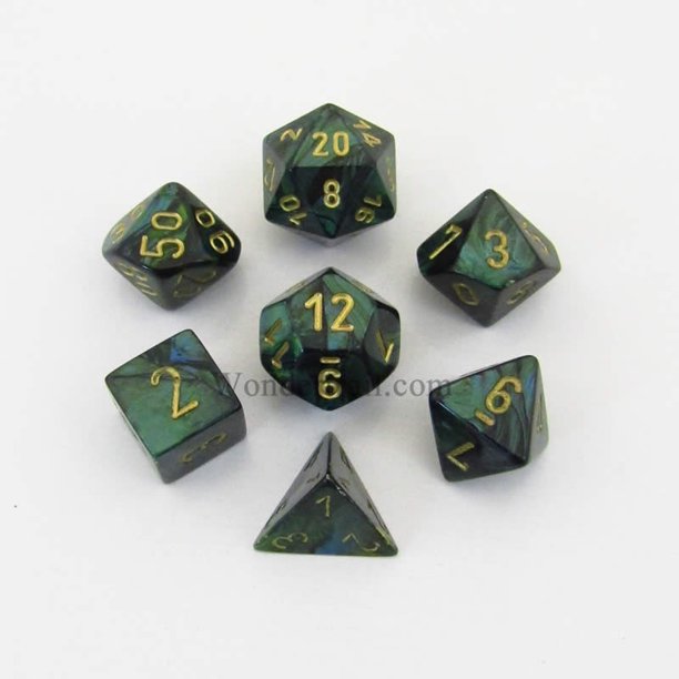 Scarab Jade/gold Polyhedral 7-Dice Set CHX 27415