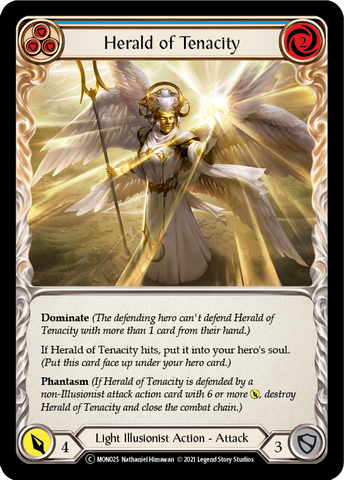Herald of Tenacity (Blue) (Rainbow Foil) [U-MON025-RF] Unlimited Rainbow Foil
