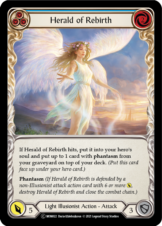 Herald of Rebirth (Blue) (Rainbow Foil) [U-MON022-RF] Unlimited Rainbow Foil