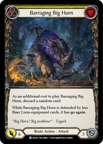 Barraging Big Horn (Yellow) [CRU011] 1st Edition Rainbow Foil