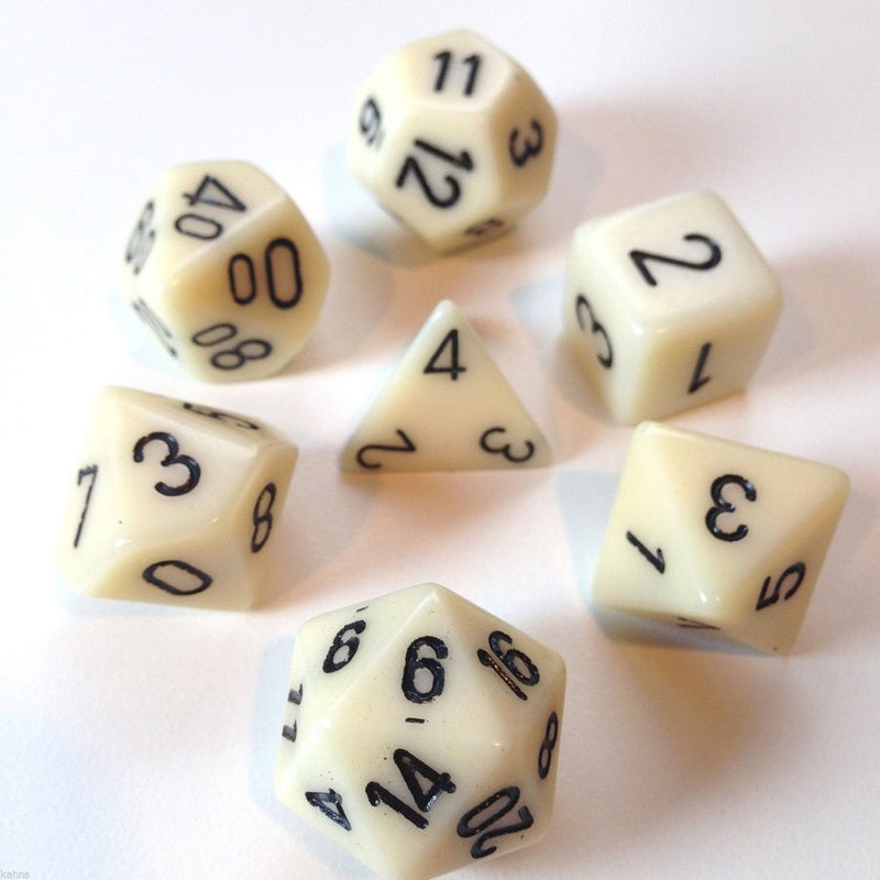 Opaque Ivory/black Polyhedral 7-Die Set CHX 25400