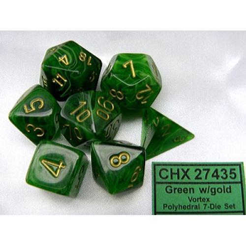 Vortex Green/gold Polyhedral 7-Dice Set CHX 27435