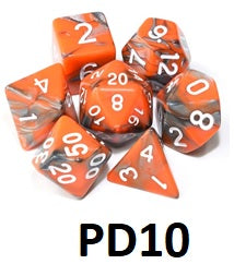 Marble Dice Set: Orange/Gray PD10