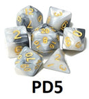 Marble Dice Set: White/Silver PD05