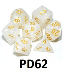 Gold Font Dice Set: Ivory Swirl PD62