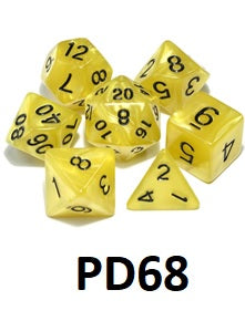 Black Font Dice Set: Bumble Bee Swirl PD68