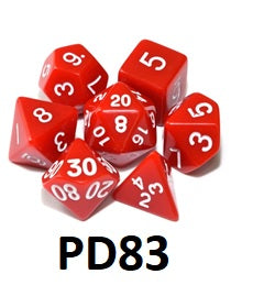 Opaque Dice Set: Red/White PD83