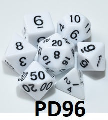 Opaque Dice Set: White/Black PD96