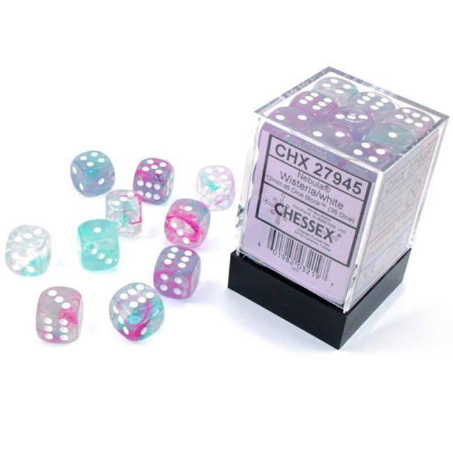 36 Wisteria/White Nebula 12mm D6 Dice Block - CHX27945