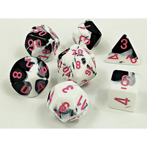 Lab Dice Gemini Black-White / Pink 7 Dice set - CHX30043