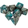 7 Gemini Steel-Teal/ White Mini-Polyhedral Set - CHX 20656