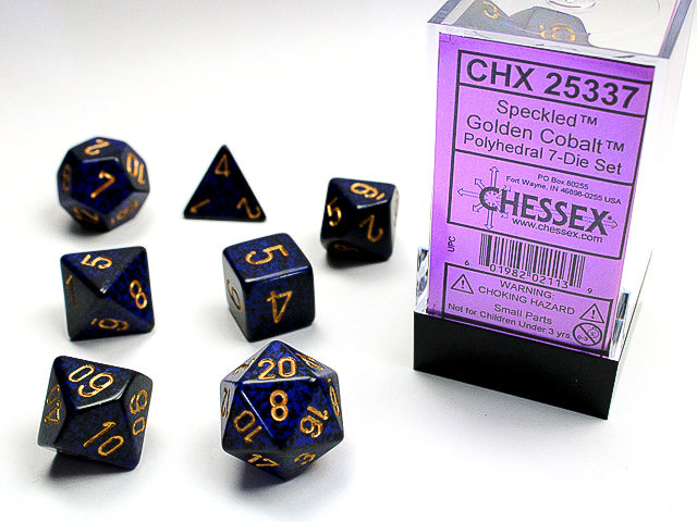 7 Speckled Golden Cobalt Polyhedral Dice Set - CHX25337