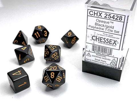 Opaque Black/gold Polyhedral 7-Die Set CHX25428