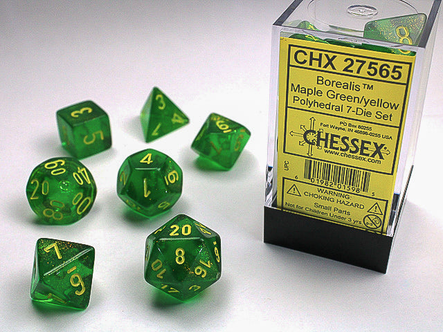 Borealis Maple Green/Yellow Polyhedral 7-Die Set - CHX27565