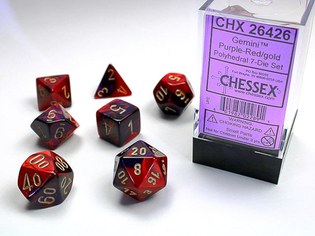 Gemini Purple-Red/gold Polyhedral 7-Die Set - CHX26426