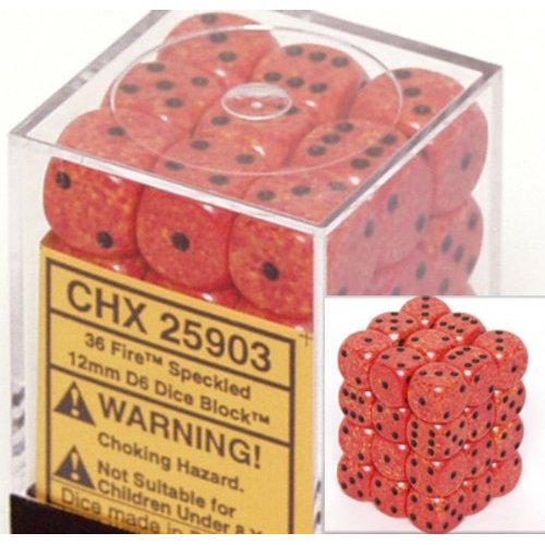 36 Fire Speckled 12mm D6 Dice Block - CHX25903