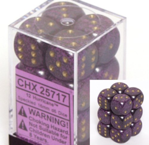 12 Hurricane Speckled 16mm D6 Dice Block - CHX25717