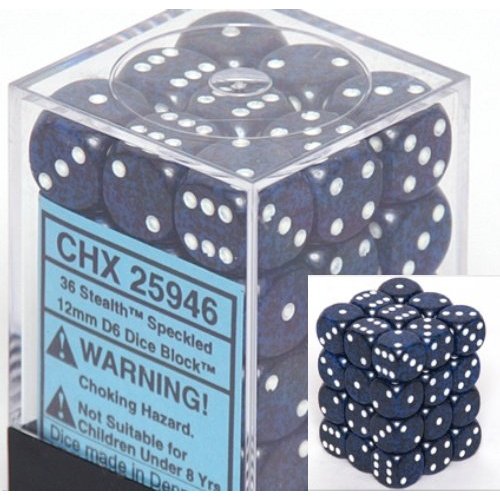 36 Stealth Speckled 12mm D6 Dice Block - CHX25946