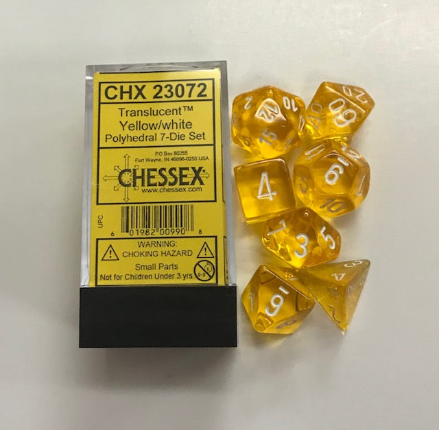Translucent Yellow/white Polyhedral 7-Dice Set CHX 23072